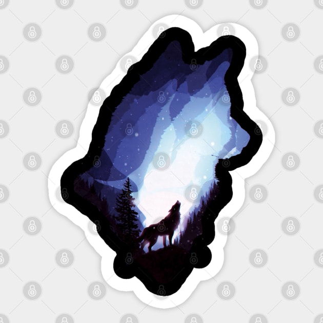 Mystic wolf Sticker by Cyberframe